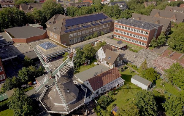 Stadt Norderney Man sieht eine Luftaufnahme des Quartiersplatzes.
