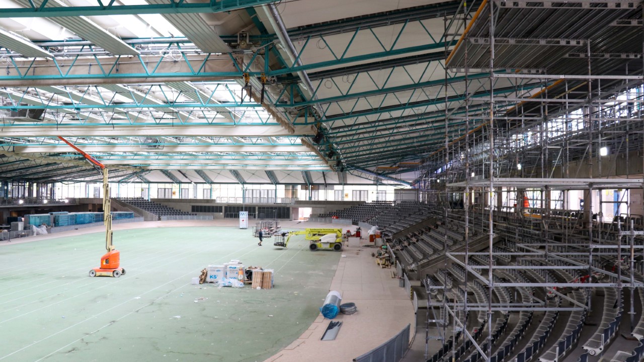 Bauarbeiten in der Europahalle Karlsruhe